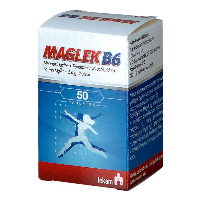 Maglek B6 tabletki z magnezem i witaminą B6 51 mg + 5 mg 50 tabl. od PRZEDSIĘBIORSTWO FARMACEUTYCZNE LEK-AM SP. Z O.O. PZN 08300229