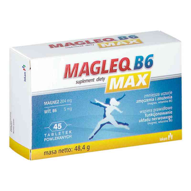 Magleq B6 Max tabletki powlekane 45  od PRZEDSIĘBIORSTWO FARMACEUTYCZNE LEK-AM SP. Z O.O. PZN 08303011