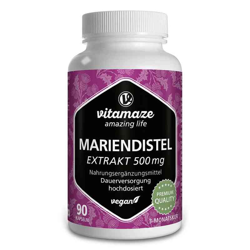 Mariendistel 500 mg Extrakt hochdosiert vegan Kapseln  90 szt. od Vitamaze GmbH PZN 15398037