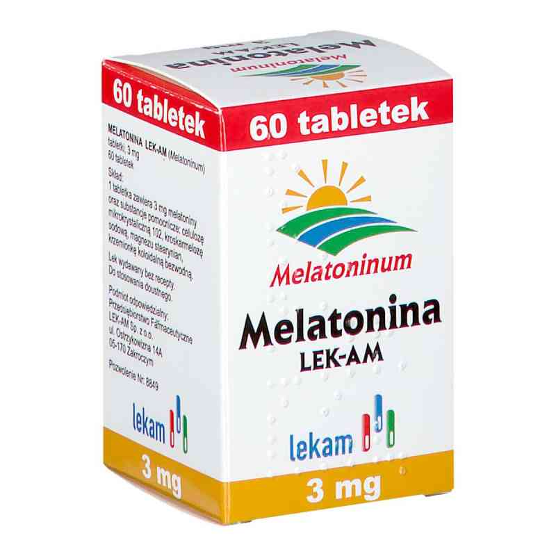 Melatonina LEK-AM 3 mg tabletki 60  od PRZEDSIĘBIORSTWO FARMACEUTYCZNE LEK-AM SP. Z O.O. PZN 08301466
