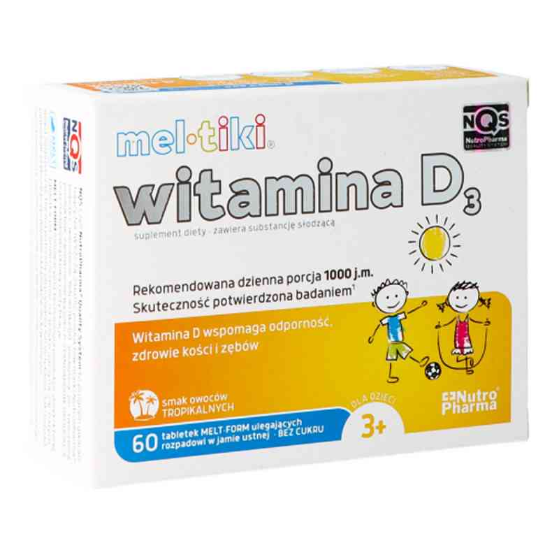 Meltiki Witamina D3 tabletki smak tropikalny 60  od NUTROPHARMA SP. Z O.O. PZN 08300996