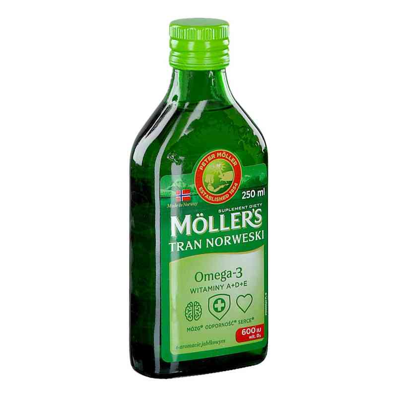 Moller's Tran Norweski o aromacie jabłkowym 250 ml od ORKLA HEALTH AS PZN 08304420