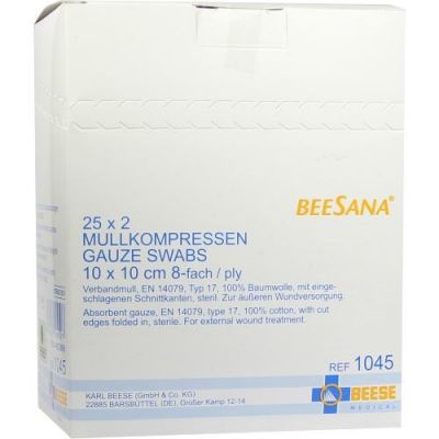 Mullkompressen 10x10cm 8-fach steril 1045 25X2 szt. od Meditrade GmbH PZN 04852869