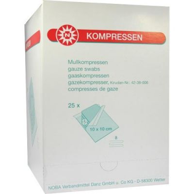 Mullkompressen 10x10cm 8-fach steril 25X5 szt. od NOBAMED Paul Danz AG PZN 07385799
