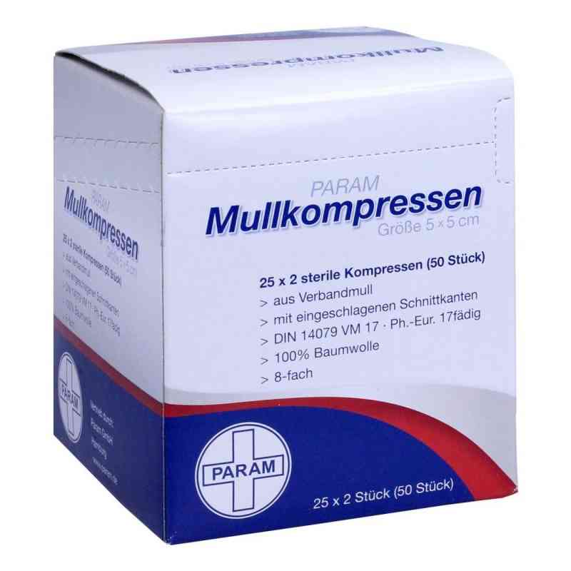 Mullkompressen 5x5cm 8-fach steril 25X2 szt. od Param GmbH PZN 03856121