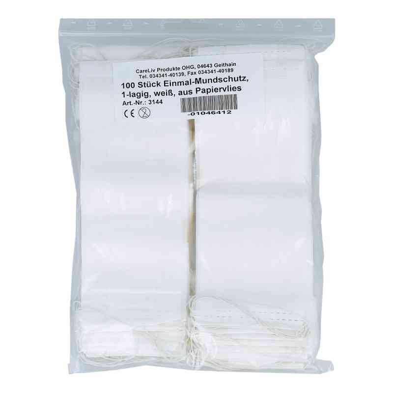Mundschutz Papiervlies mit Gummiband  weiss 100 szt. od Careliv Produkte OHG PZN 01046412