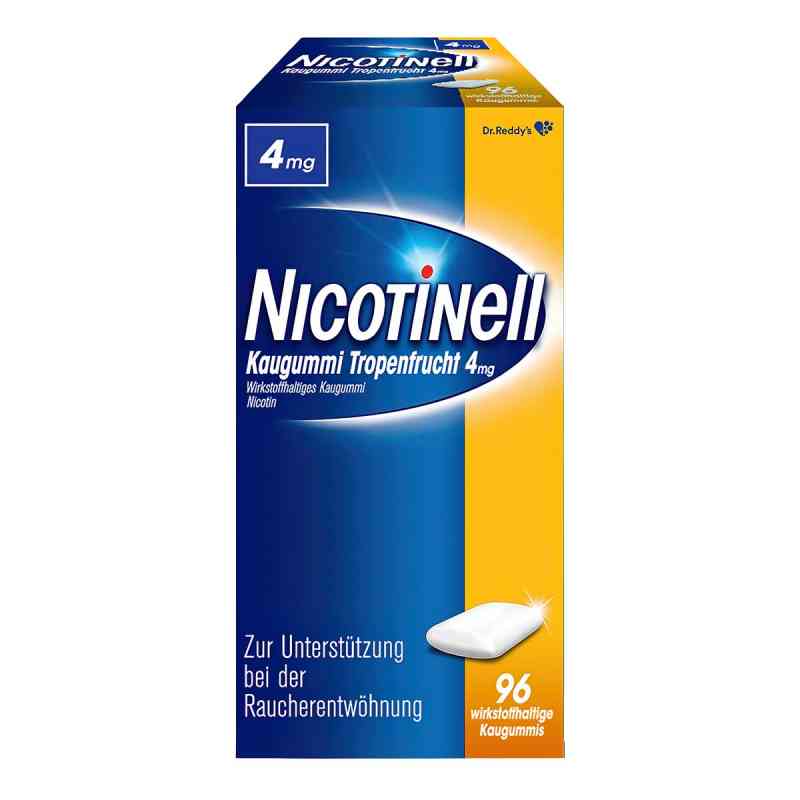Nicotinell guma do żucia o smaku owoców tropikalnych 4 mg 96 szt. od Cooper Consumer Health Deutschland GmbH PZN 09916717