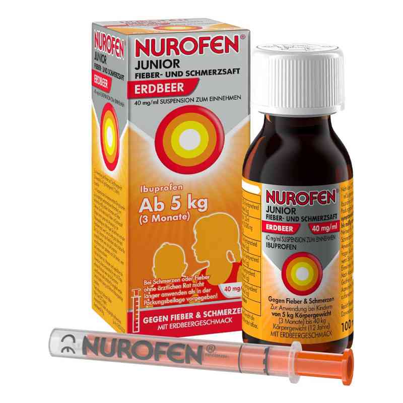 Nurofen Junior Fieber-u.schmerzsaft Erdbe.40 Mg/ml zawiesina 100 ml od Reckitt Benckiser Deutschland Gm PZN 16538227