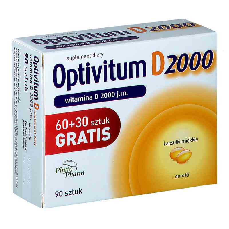 Optivitum witamina D 2000 j.m. kapsułek 90  od PHYTOPHARM KLĘKA S.A. PZN 08301050