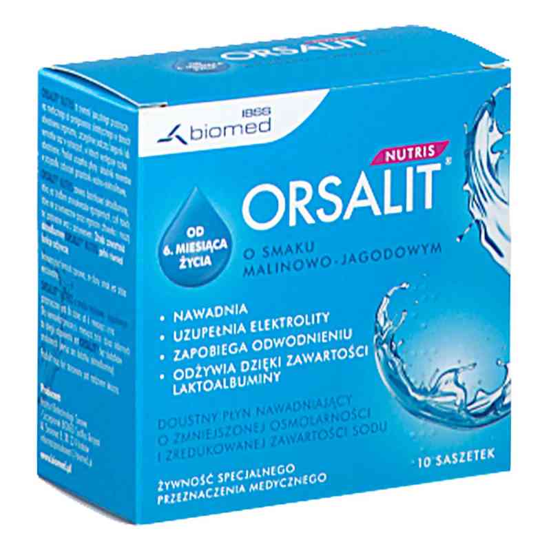 Orsalit Nutris o smaku malinowo-jagodowym saszetki 10  od INSTYTUT BIOTECHNOLOGII SUROWIC I SZCZEPIONEK BIOM PZN 08304743