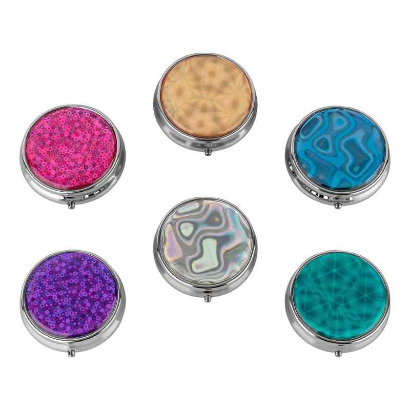 Pillendose rund Hologram 3 Fächer sortiert 1 szt. od Megadent Deflogrip Gerhard Reeg GmbH PZN 06972365