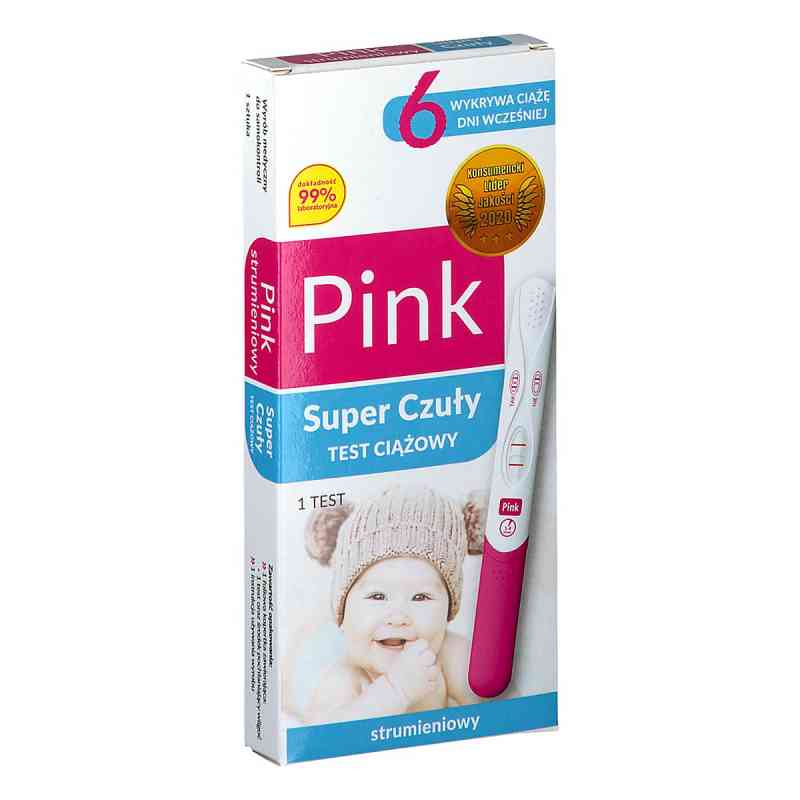 Pink Strumieniowy Super Czuły test ciążowy  1  od HYDREX DIAGNOSTICS SP. Z O.O.SP.K. PZN 08302955