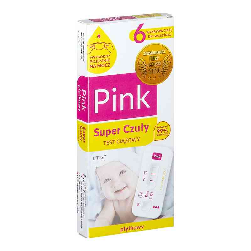 Pink - super czuły test ciążowy, płytkowy 1  od HYDREX DIAGNOSTICS SP. Z O.O.SP. PZN 08302919