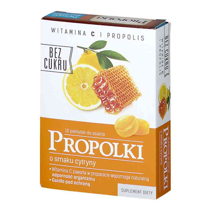 Propolki pastylki do ssania cytrynowe bez cukru 16  od APIMED KATOWICE PZN 08300853