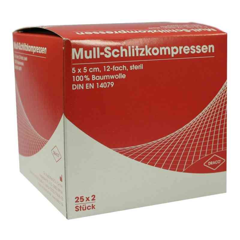 Schlitzkompressen Mull 5x5cm 12fach steril 25X2 szt. od Dr. Ausbüttel GmbH & Co. KG PZN 00816204