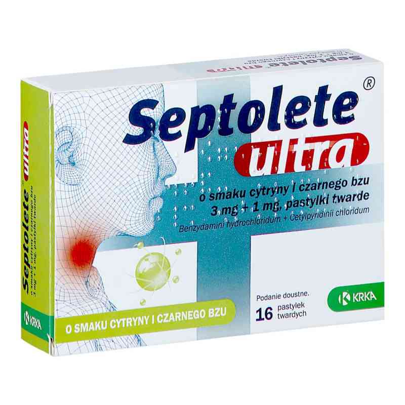 Septolete ultra cytryna/czarny bez pastylki 16  od KRKA D.D. NOVO MESTO PZN 08302236