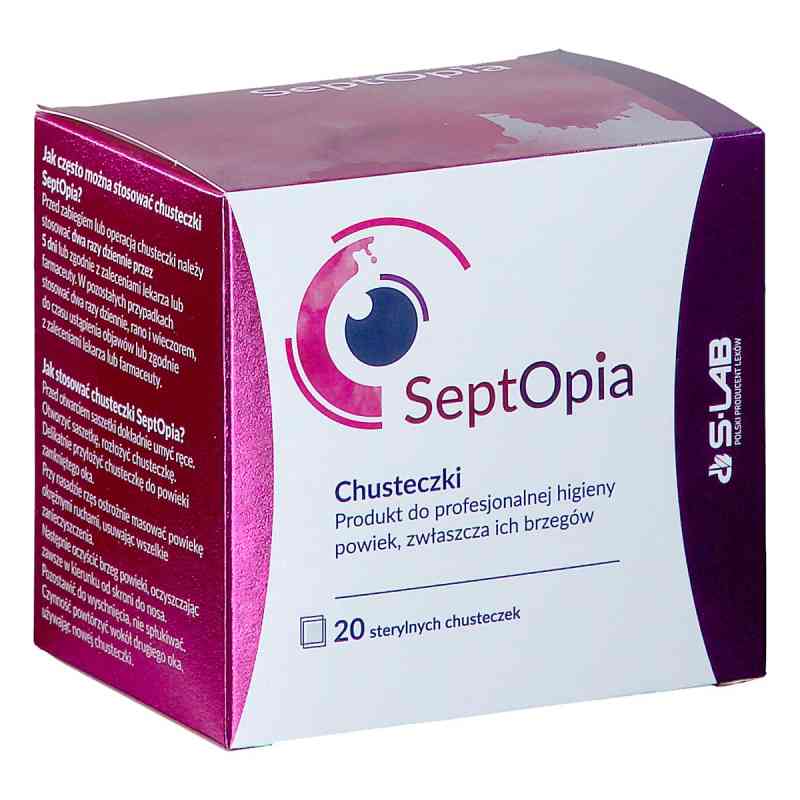 Septopia chusteczki do higieny powiek 20  od S-LAB SP. Z O.O. PZN 08305614