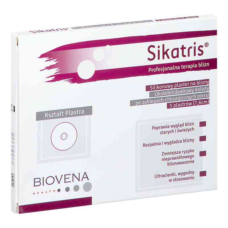 SIKATRIS Silikonowe plastry na blizny okołobrodawkowy kolisty 7, 5  od BIOVENA HEALTH SP. Z O.O. PZN 08303099