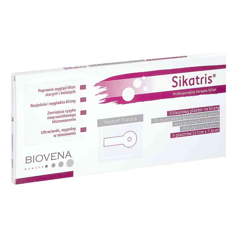 SIKATRIS Silikonowe plastry na blizny po mastopeksji 17cmx7,6cm 5  od BIOVENA HEALTH SP. Z O.O. PZN 08303100