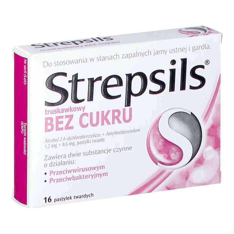 Strepsils truskawkowy b/cukru pastylki 16  od RECKITT BANCKISER HEALTH CARE INTERNATIONAL PZN 08302425