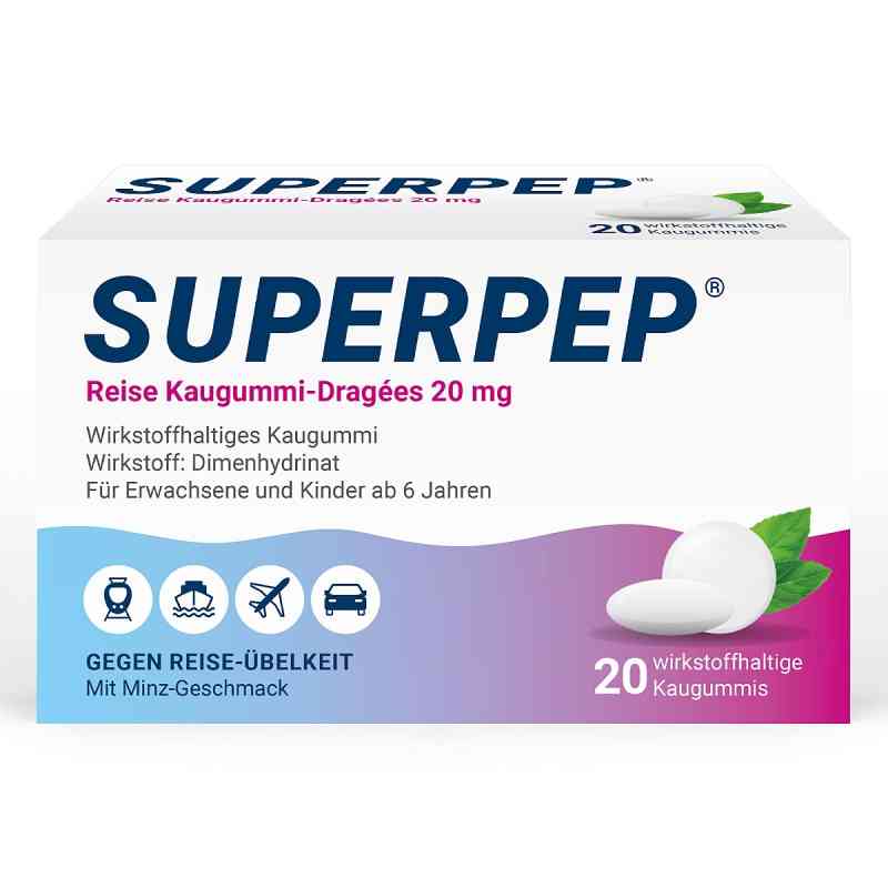 Superpep guma do żucia na chorobę lokomocyjną 20 szt. od HERMES Arzneimittel GmbH PZN 07560067