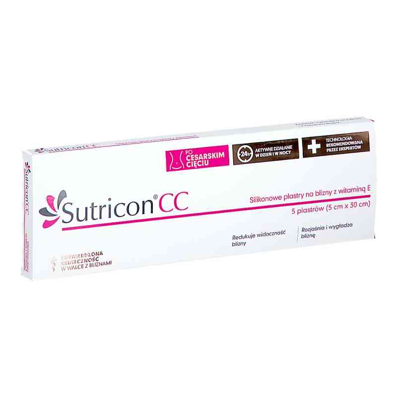 SUTRICON CC Plastry silikonowe n/blizny z wit.E 5x30cm 5  od M-TECHNOLOGIES, PZN 08303473