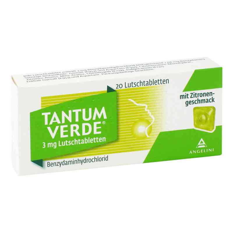 Tantum Verde 3 mg pastylki o smaku cytrynowym 20 szt. od Angelini Pharma Deutschland GmbH PZN 03335540