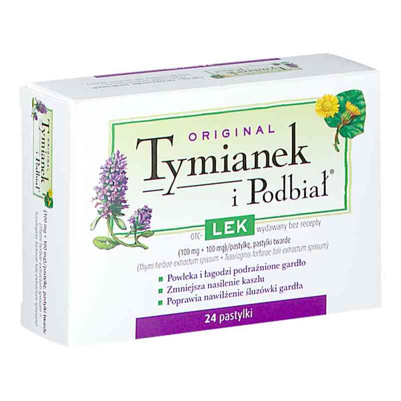 Tymianek i Podbiał tabletki do ssania 24  od EWA S.A.PRZEDSIĘBIORSTWO PRODUKCYJNO-HANDLOWE PZN 08300775