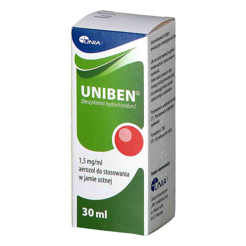 Uniben aerozol do stosowania w jamie ustnej 30 ml od ZAKŁADY CHEMICZNE UNIA PZN 08300524