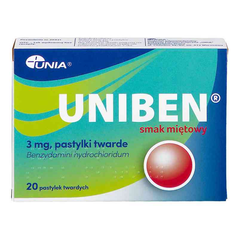 Uniben smak miętowy pastylki 20  od PPH EWA S.A. PZN 08306003