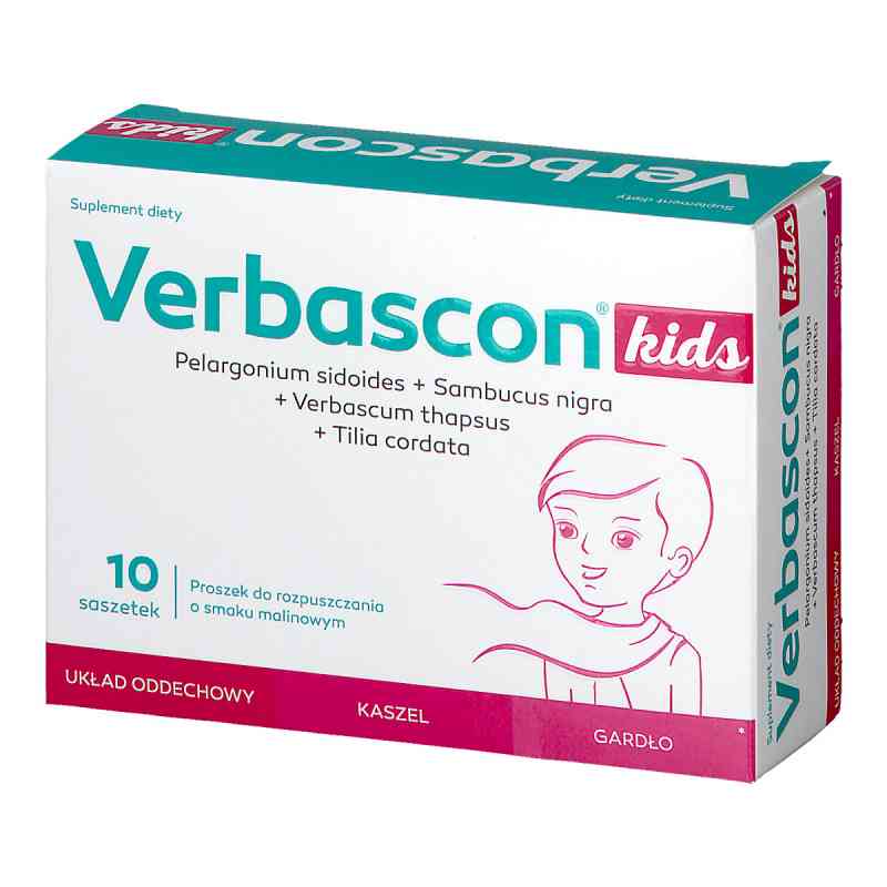 Verbascon Kids saszetki o smaku malinowym 10  od POLSKI LEK  PZN 08300846
