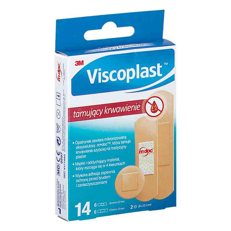 Viscoplast tamujący krwawienie plastry z opatrunkiem 14  od 3M POLAND MANUFACTURING SP. Z O.O. PZN 08304445
