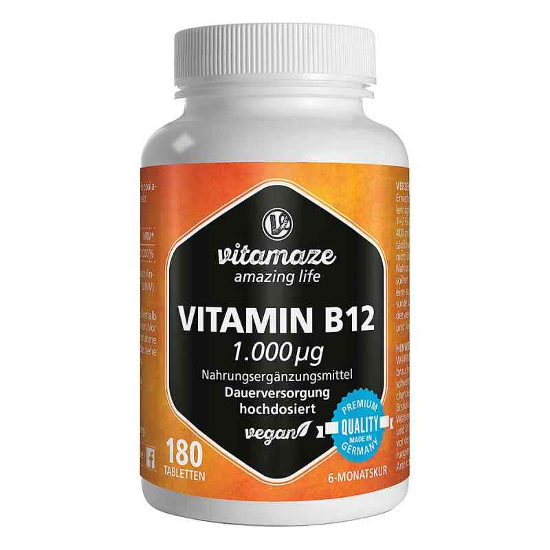 Vitamaze WITAMINA B12 1.000 μg wysokodawkowa wegańska 180 szt. od Vitamaze GmbH PZN 12580592