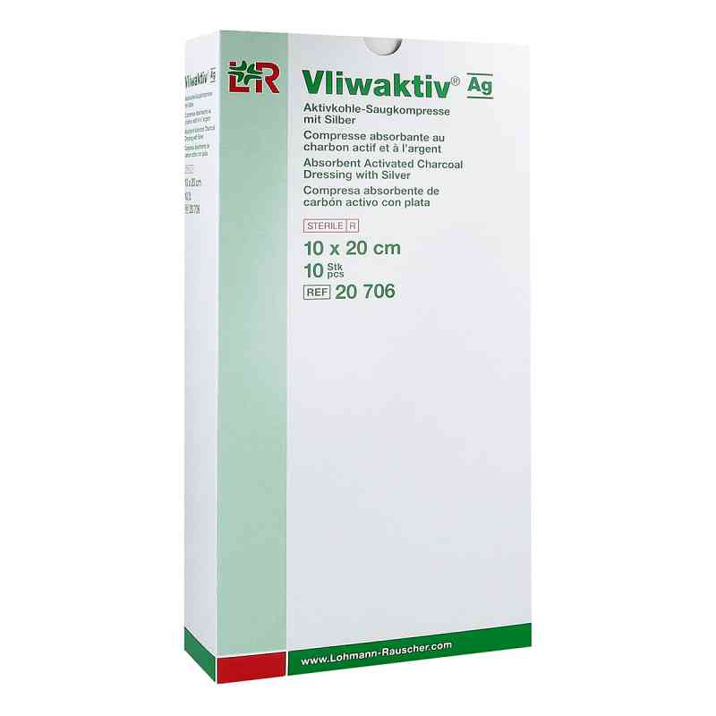 Vliwaktiv Ag Aktivkohle Saugkomp.m.silber 10x20 cm 10 szt. od Lohmann & Rauscher GmbH & Co.KG PZN 04862856
