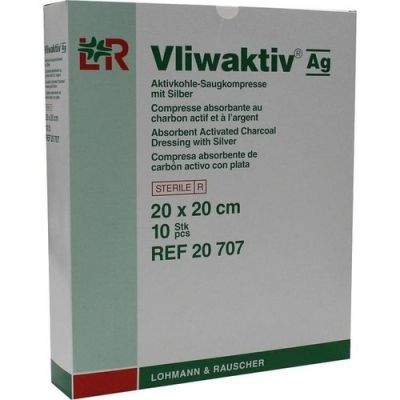 Vliwaktiv Ag Aktivkohle Saugkomp.m.silber 20x20 cm 10 szt. od Lohmann & Rauscher GmbH & Co.KG PZN 04862862