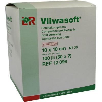 Vliwasoft Schlitzkompressen 10x10 cm steril 4lagig 50X2 szt. od Lohmann & Rauscher GmbH & Co.KG PZN 06868774
