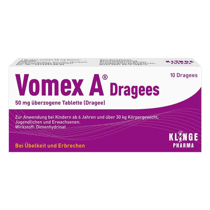 Vomex A Dragees 50 mg überzogene tabletki 10 szt. od Klinge Pharma GmbH PZN 11612657