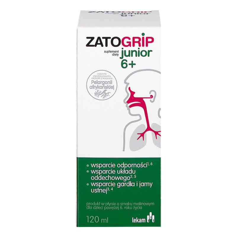 Zatogrip Junior 6+ syrop, sm. malinowy 120 ml od CELTHER POLSKA SP. Z O.O. PZN 08306008