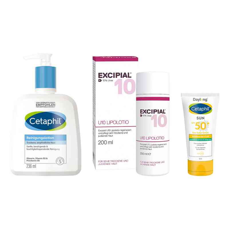Zestaw Excipial i Cetaphil: pielęgnacja z mocznikiem, oczyszczan 1 sasz. od Galderma Laboratorium GmbH PZN 08105394