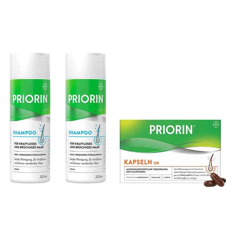 Zestaw Priorin, 2x szampon 200 ml + kapsułki 120 szt.  1 sasz. od Bayer Vital GmbH PZN 08100192