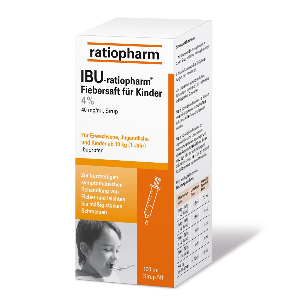 Ibu Ratiopharm 4 Fiebersaft fuer Kinder 100 ml