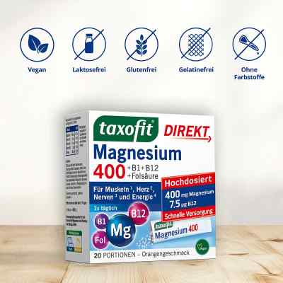 Taxofit Magnesium 400+ B1+ B6+ B12+ kwas foliowy 800 saszetki zamów na apo-discounter.pl