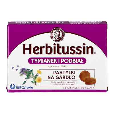 Herbitussin Tymianek i Podbiał pastylki na Gardło zamów na apo-discounter.pl