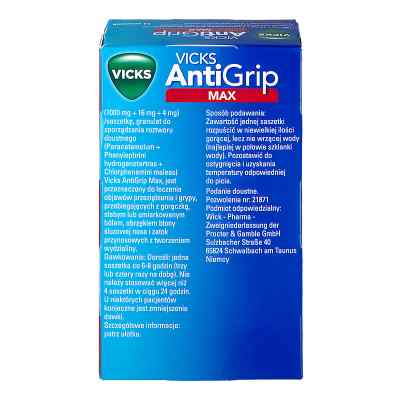 Vicks Antigrip Max saszetki (Vicks SymptoMed Max) zamów na apo-discounter.pl