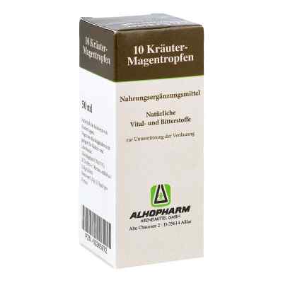 10 Kraeuter krople żołądkowe 50 ml od Alhopharm Arzneimittel GmbH PZN 03365972