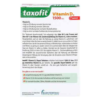 Taxofit Vitamin D3 1500 I.e. Depot Tabletten Taxofit Vitamin D3 1500 I.e. Depot Tabletten