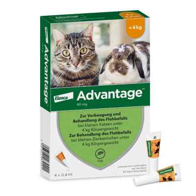 Advantage 40 mg für kl.Katzen und kl.Zierkaninchen 4X0.4 ml od Elanco Deutschland GmbH PZN 09670096