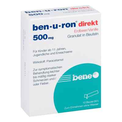 Ben-u-ron direkt 500 mg Granulat Erdbeer/vanille 10 szt. od bene Arzneimittel GmbH PZN 07728495