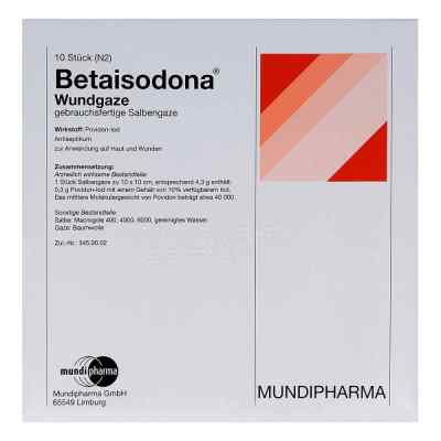 Betaisodona (salbengaze) 10x10 cm gaza 10 szt. od MUNDIPHARMA GmbH PZN 02754594