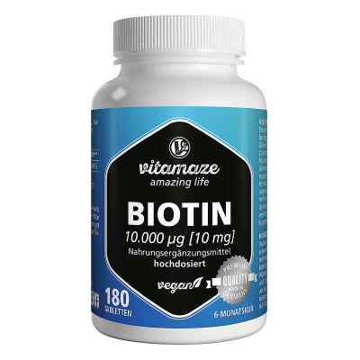 Biotin 10 mg hochdosiert vegan Tabletten 180 szt. od Vitamaze GmbH PZN 16018634